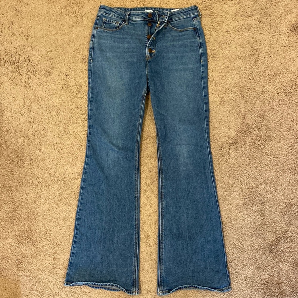 OLD NAVY Extra High Rise Button Fly Flare Jean Size 12